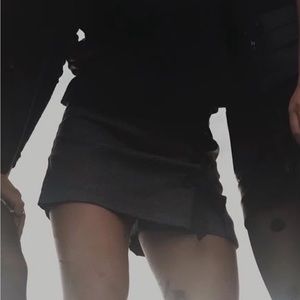 Plaid skort with black ribbon lace up